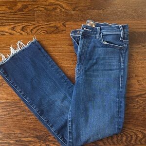 MOTHER Ankle Cropped Jeans in Deep Blue